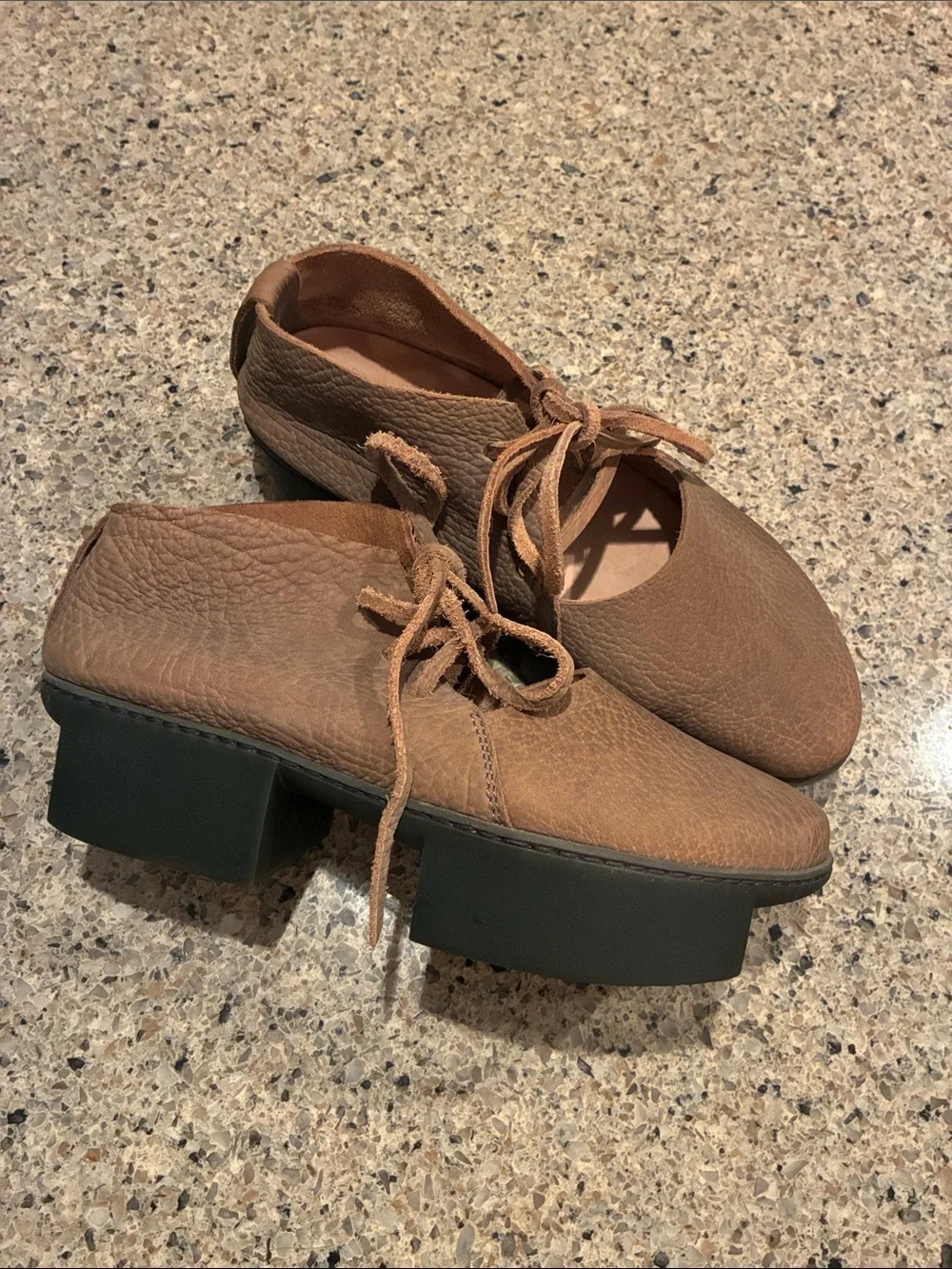 Women’s EU 38 trippen Leather Lace-Up Platform Shoes. Made in Germany